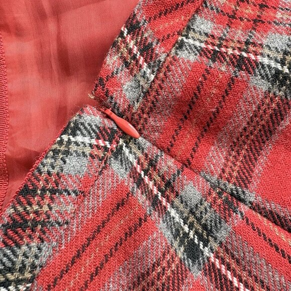 Liz Claiborne Skirt Womens 10 Red Gray Tartan Plaid Academia Preppy Schoolgirl - Picture 8 of 11